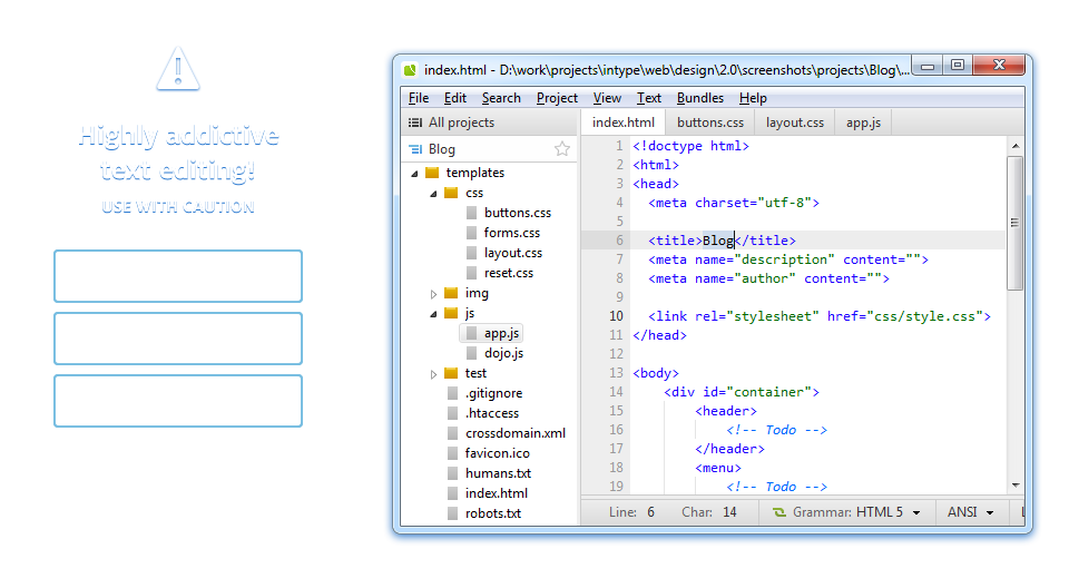 Intype — 专为Web开发设计的文本编辑器