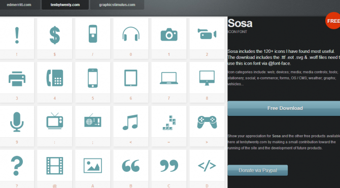 Sosa icon font   Ten by twenty